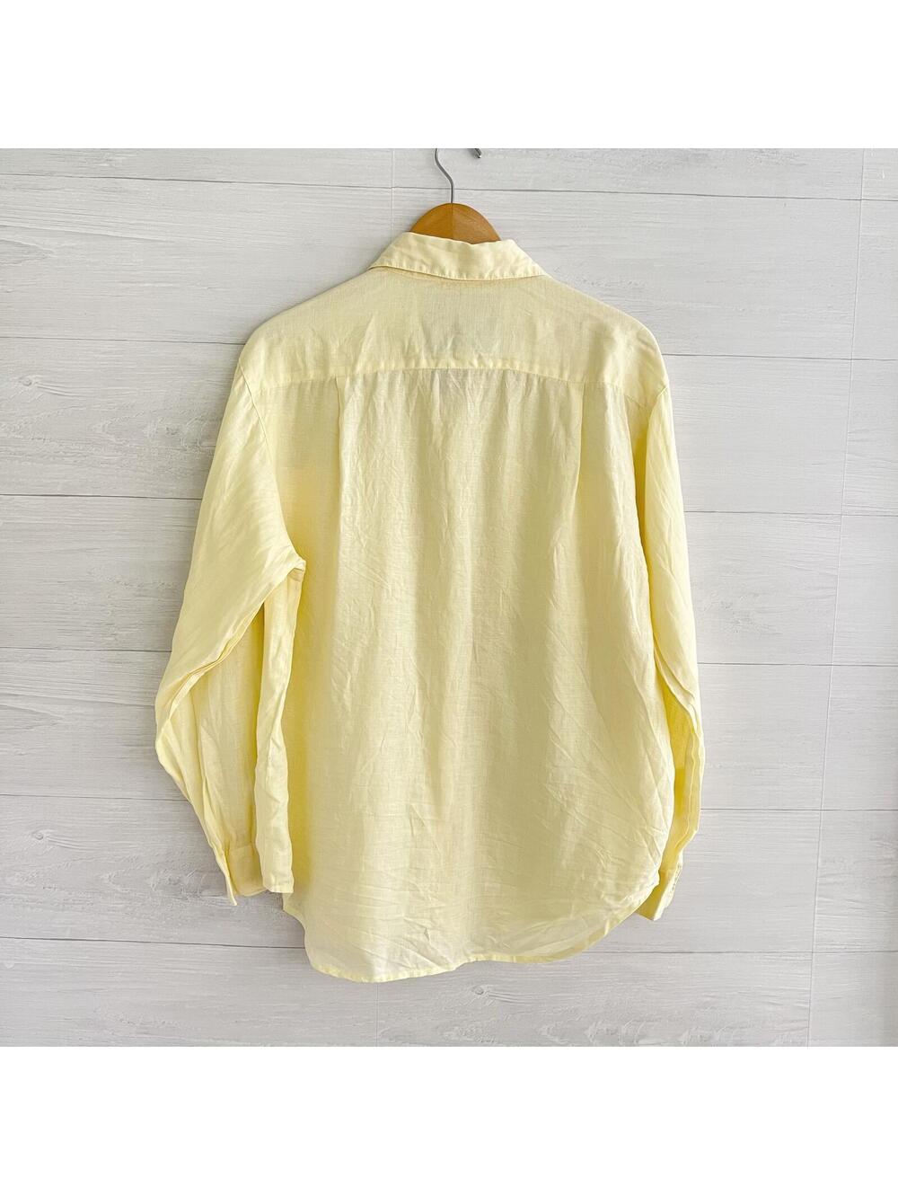 Vintage Pusser’s West Indies Linen Shirt M Yellow Button Up Embroidered Pocket - Picture 4 of 6